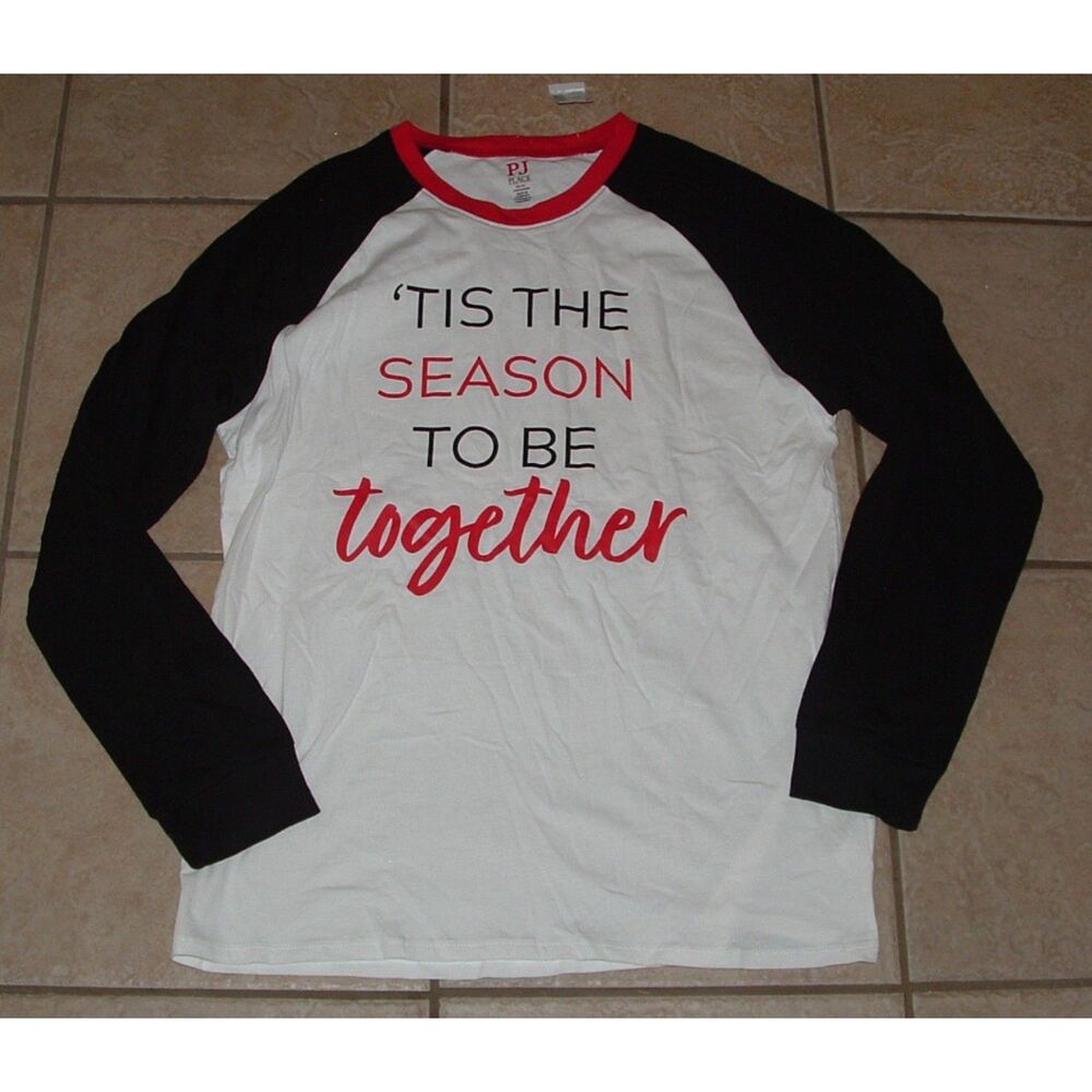 NEW Mens Sz Medium Christmas TIS THE SEASON TO BE TOGETHER Sleep Shirt PJ PLACE